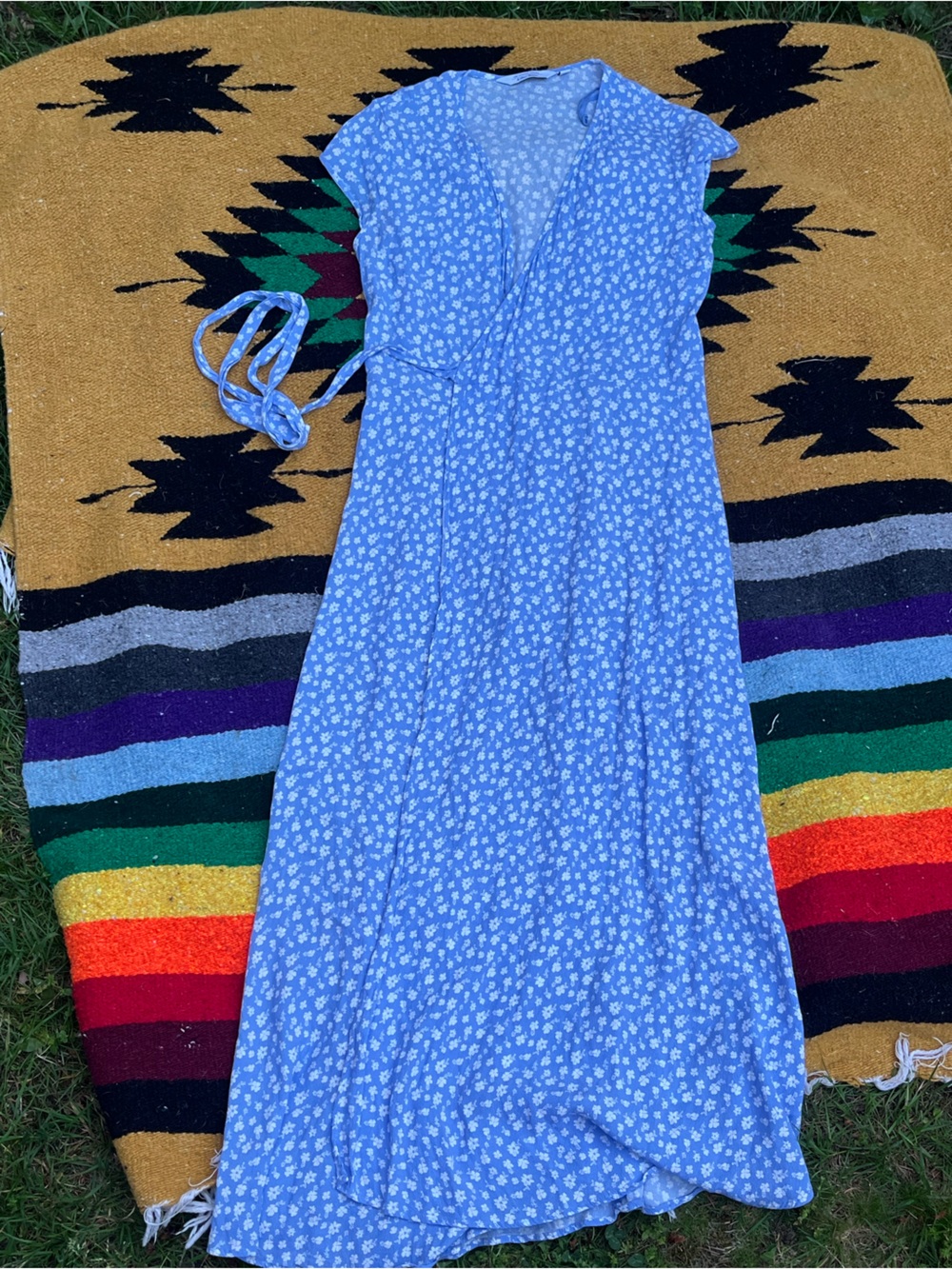 Los Angeles Atelier Light Blue Floral Maxi Dress Size 4